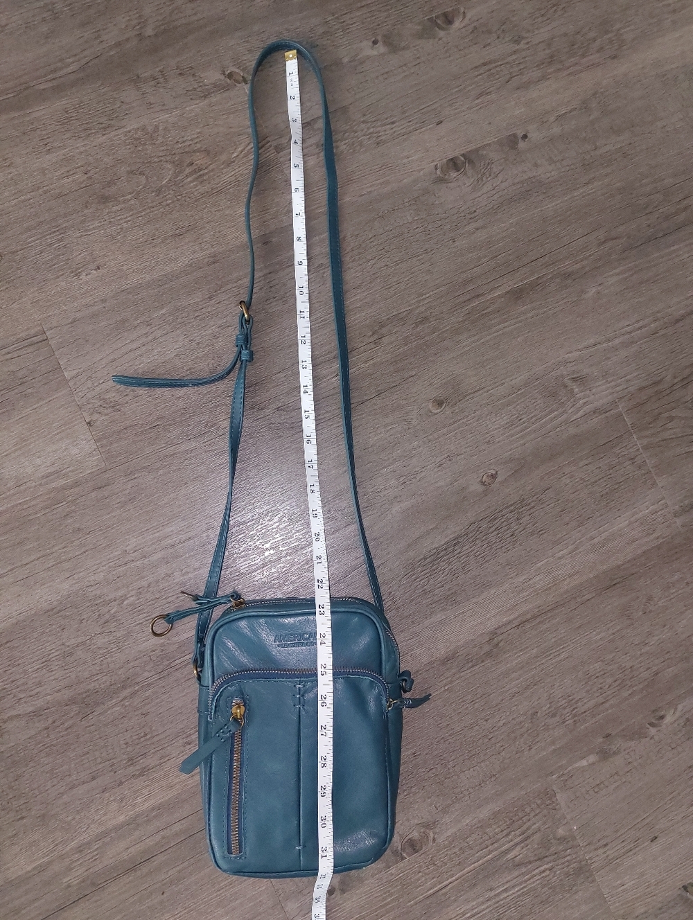 "American Leather Co." Teal Leather Crossbody Bag - Picture 5 of 8